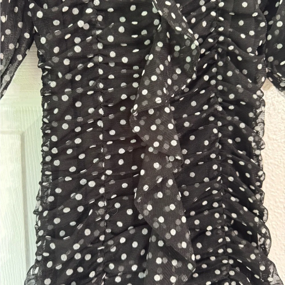 Zara polka dot black bodycon dress with sleeves size xs